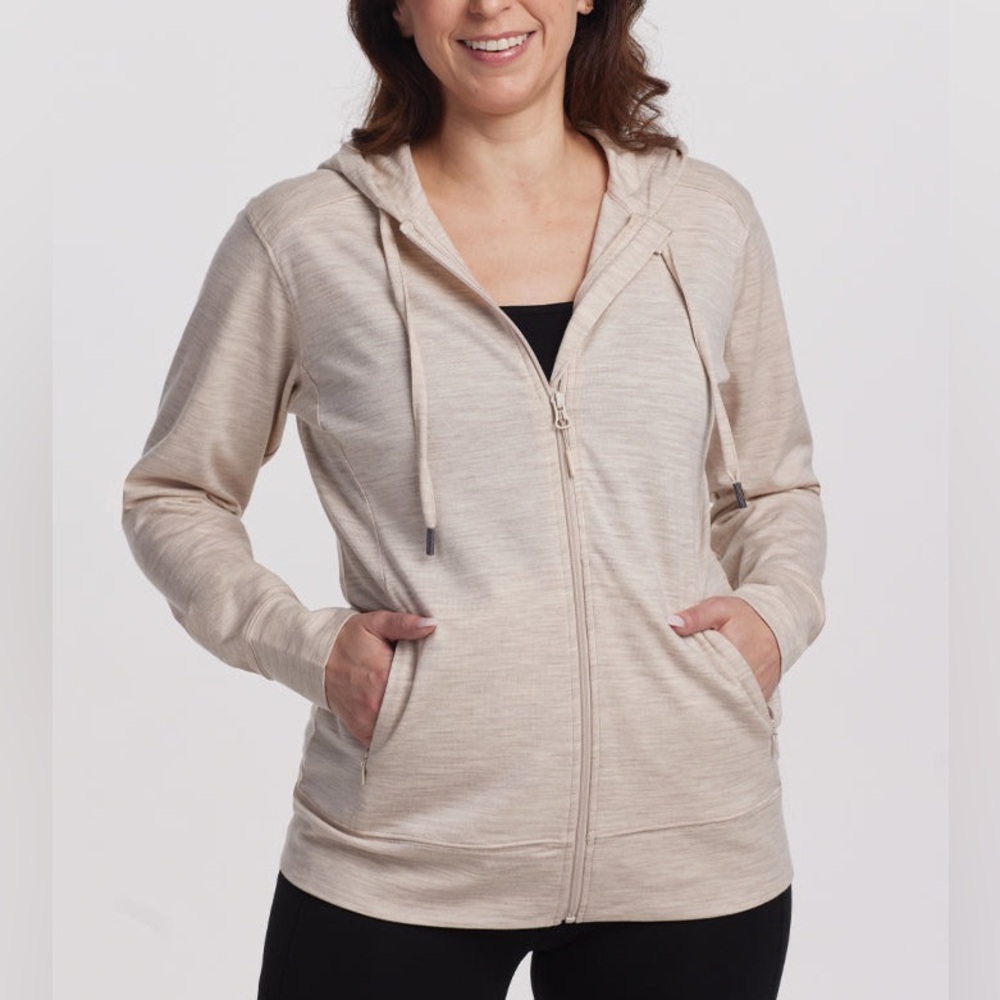 Women's Cream Zip-Up Hoodie